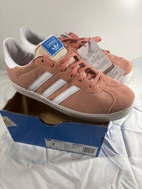 adidas Gazelle Suede Sneakers in Pink and White